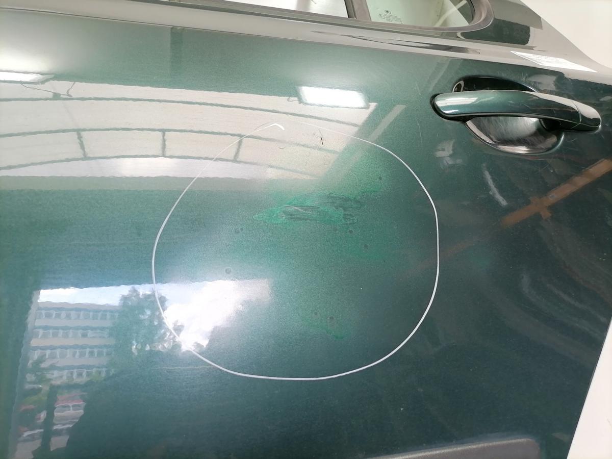 Skoda Fabia 2 original T&uuml;r hinten links LF6K Highland Gr&uuml;n Flie&szlig;heck Rohbau Bj.2008